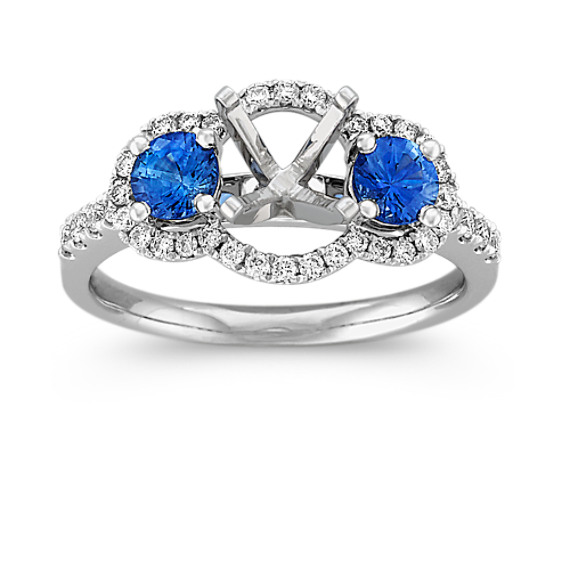 Round Kentucky Blue Sapphire and Diamond Engagement Ring at Shane Co.