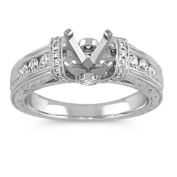 Vintage Cathedral Diamond Pavé and Channel-Set Engagement Ring