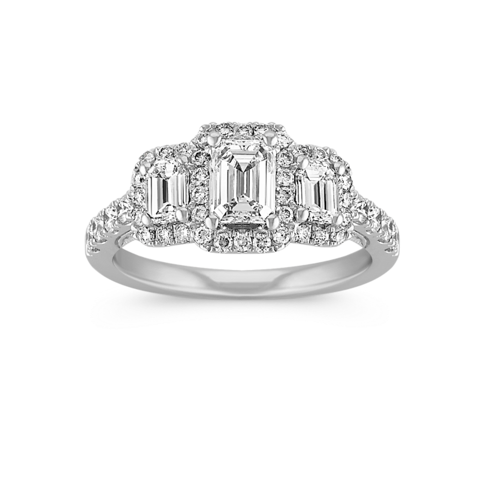 ½ ct. Emerald Cut Center Natural Diamond Engagement Ring
