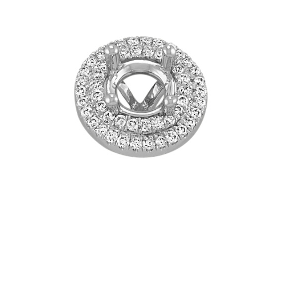 Double Diamond Halo Decorative Crown to Hold .75 carat Round Stone