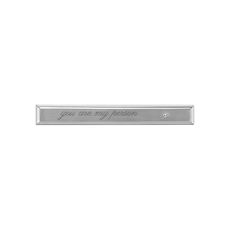Round Natural Diamond and Stainless Steel Tie Clip