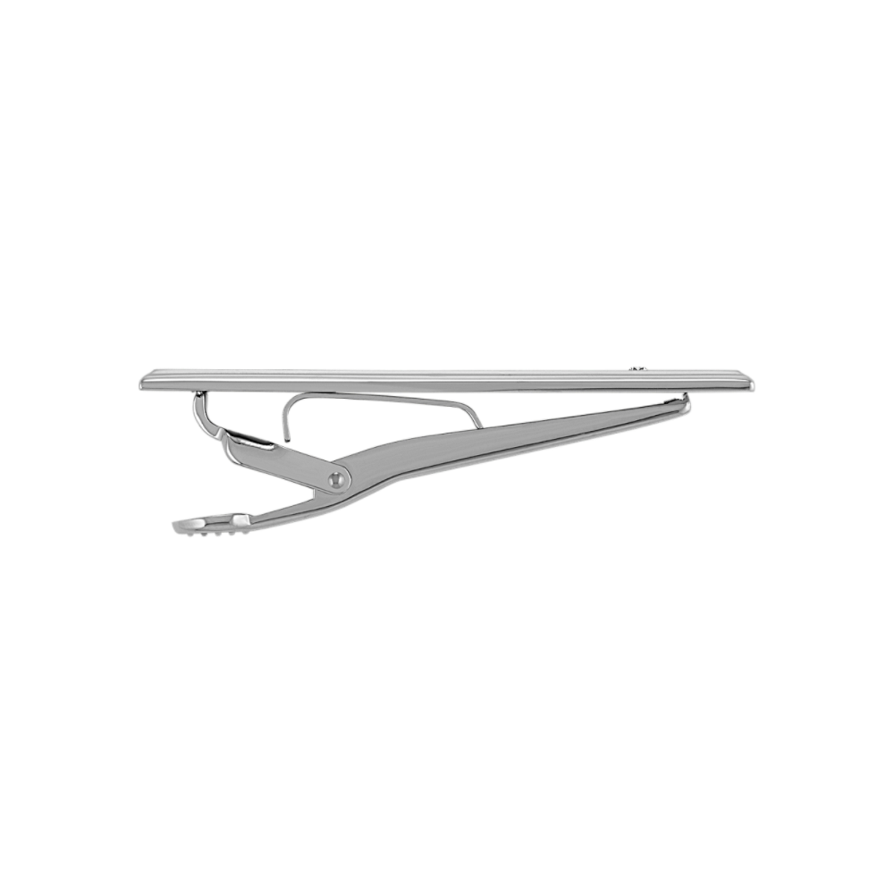 Round Diamond and Stainless Steel Tie Clip