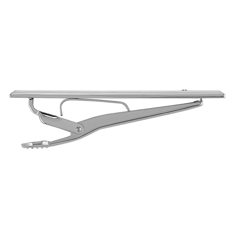 Round Diamond and Stainless Steel Tie Clip | Shane Co.