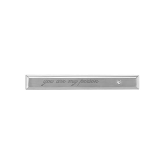 Round Diamond and Stainless Steel Tie Clip