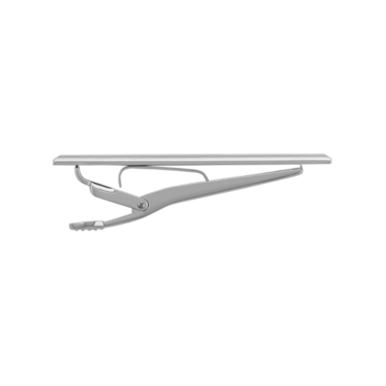 Stainless Steel Tie Clip with Natural Diamond and Black Enamel Accent