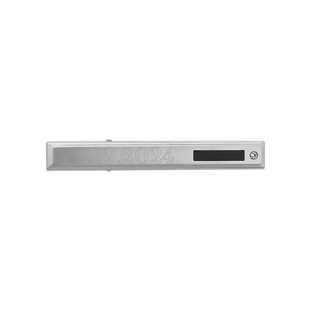 Stainless Steel Black Carbon Fiber Diamond Accent Tie Bar