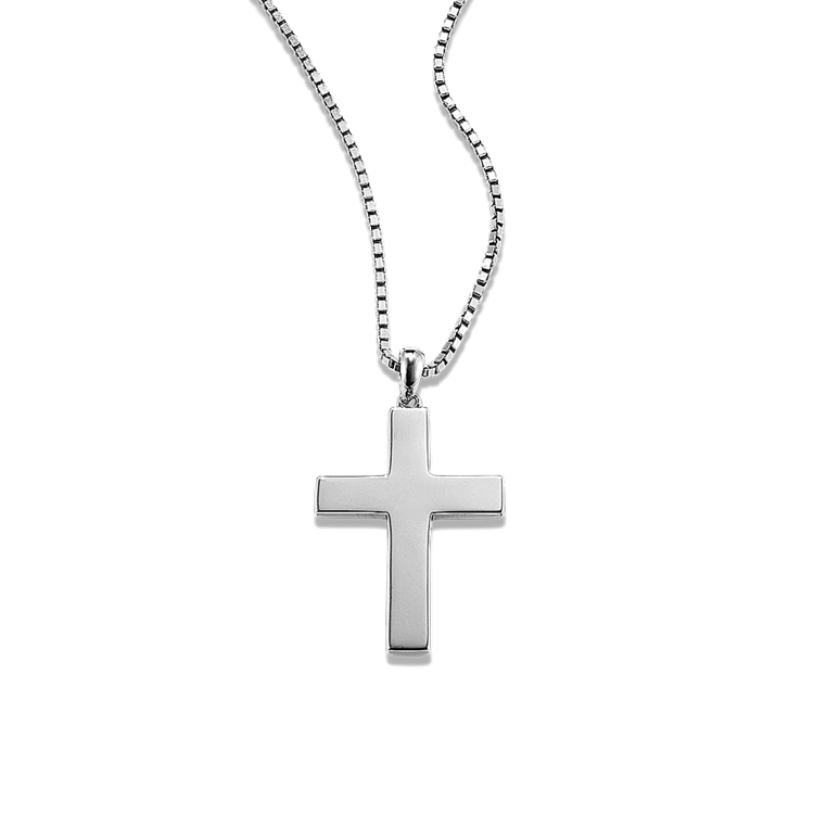 20 inch Mens Cross Necklace in Sterling Silver