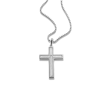 24 inch Mens 14k White Gold Cross Necklace | Shane Co.