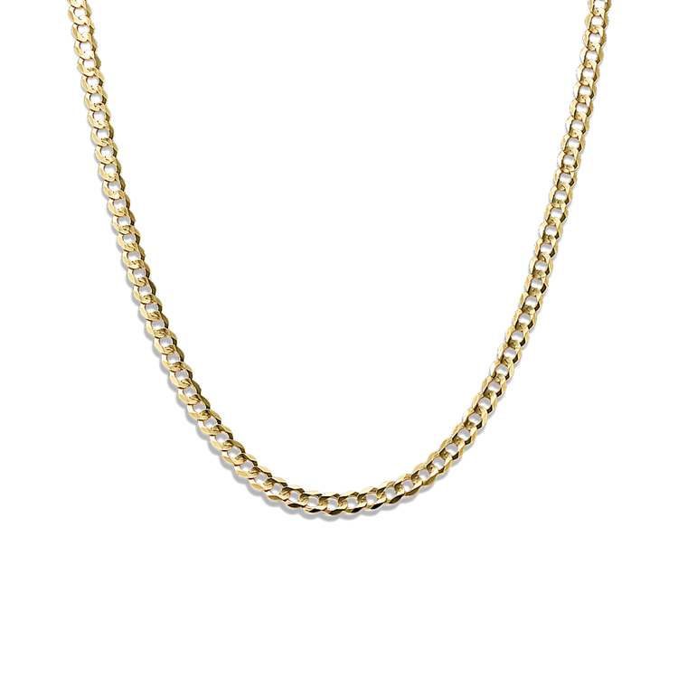 24 in Mens 14k Yellow Gold Mens Curb Chain (3.5mm)