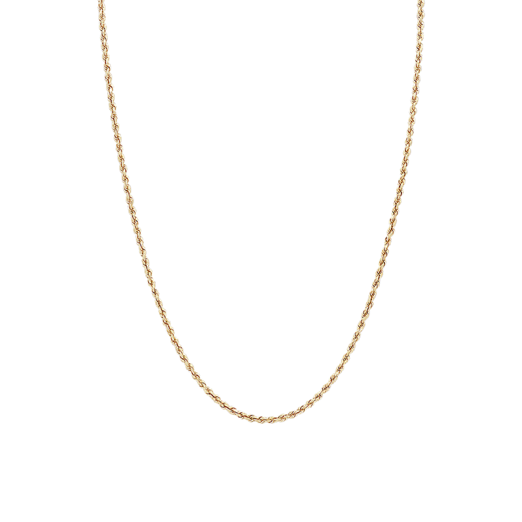 24 in Mens 14k Yellow Gold Rope Chain (3mm)