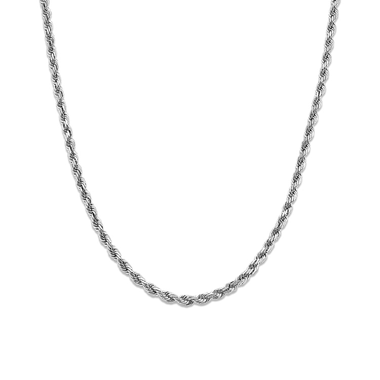24 in Mens Rope Chain in 14k White Gold (3.6mm)