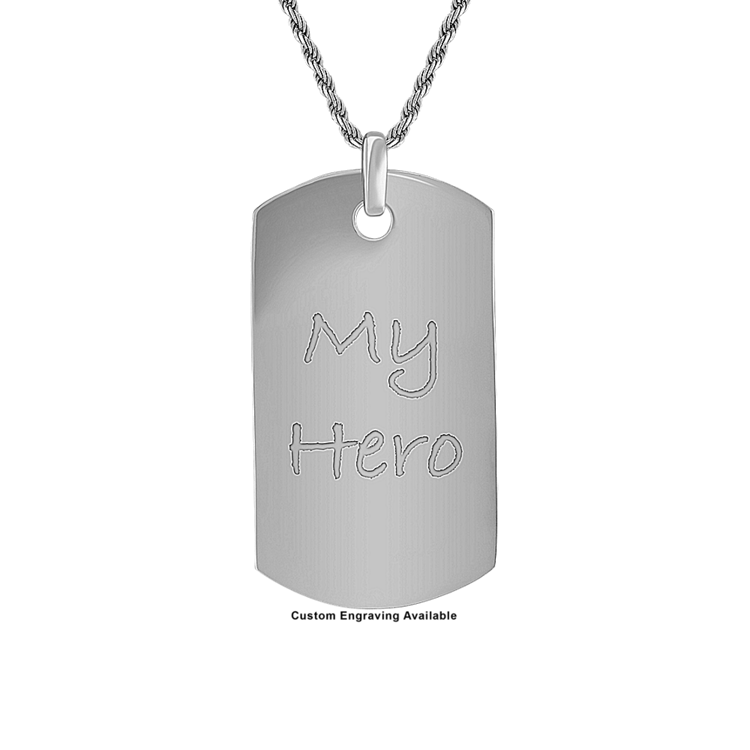 24 inch Mens Sterling Silver Dog Tag Necklace