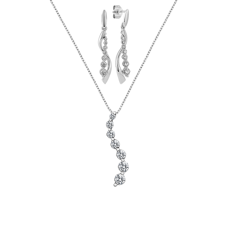 Natural Diamond Journey Pendant and Earrings Matching Set
