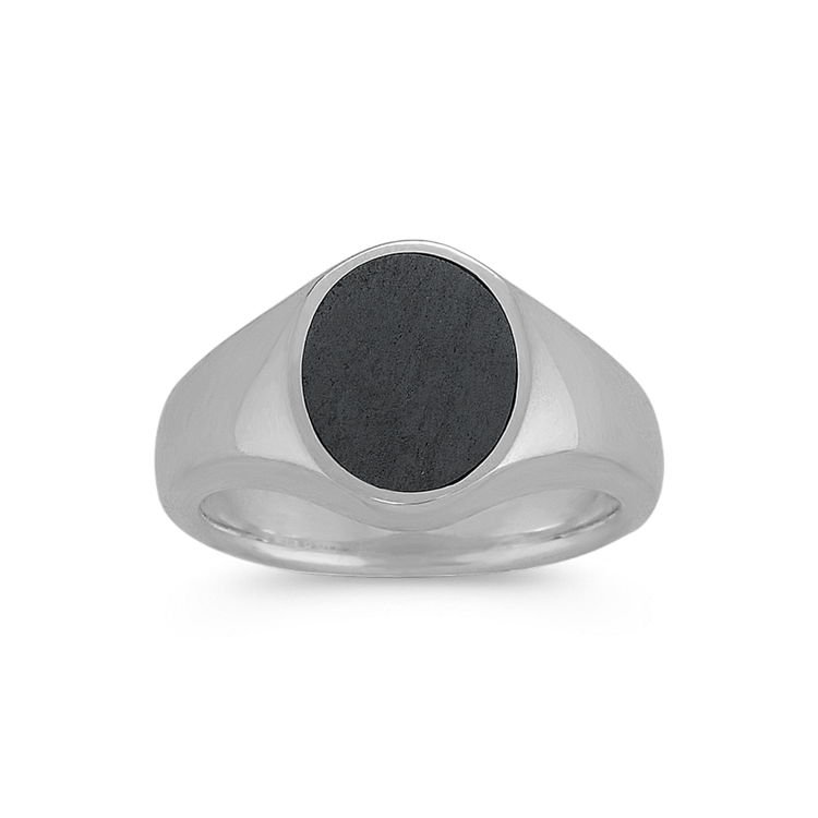 Tennyson Hematite Signet Ring in Sterling Silver (4mm)