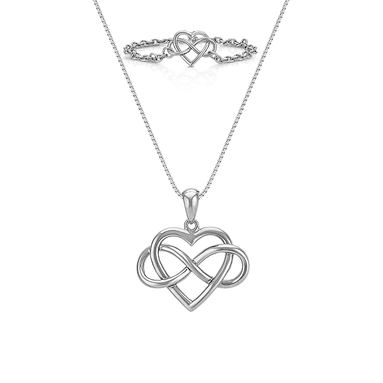 Infinity Heart Necklace and Bracelet Matching Set
