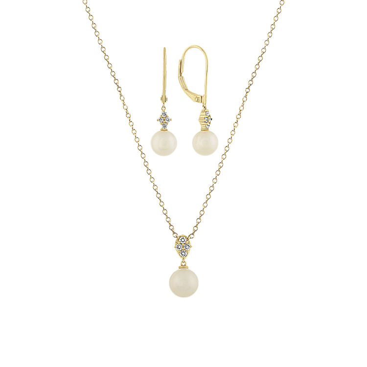 Pearl Pendant and Earring Matching Set