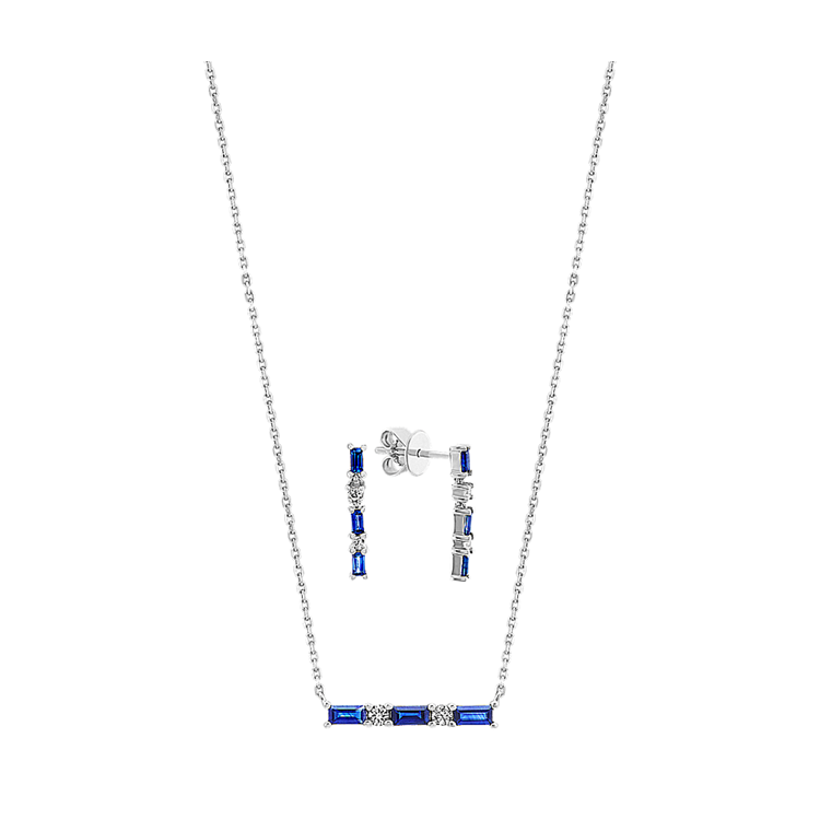 Natural Sapphire Earrings and Necklace Matching Set