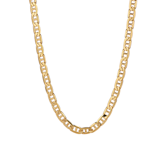 【h-man】SENTI RORO MARINA CHAIN GD 14K Solid Gold Diamond‑cut Flat Marina Chain Necklace