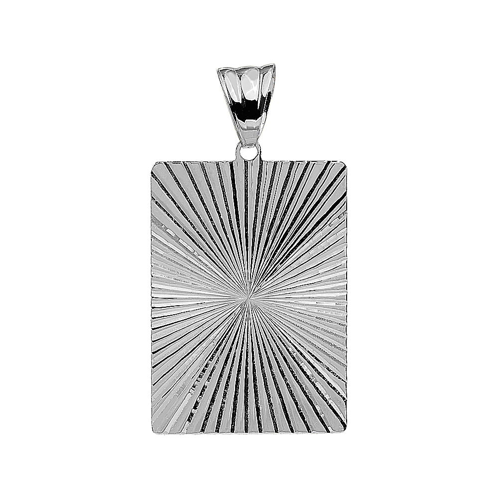 Fluted Mens Charm in 14K White Gold