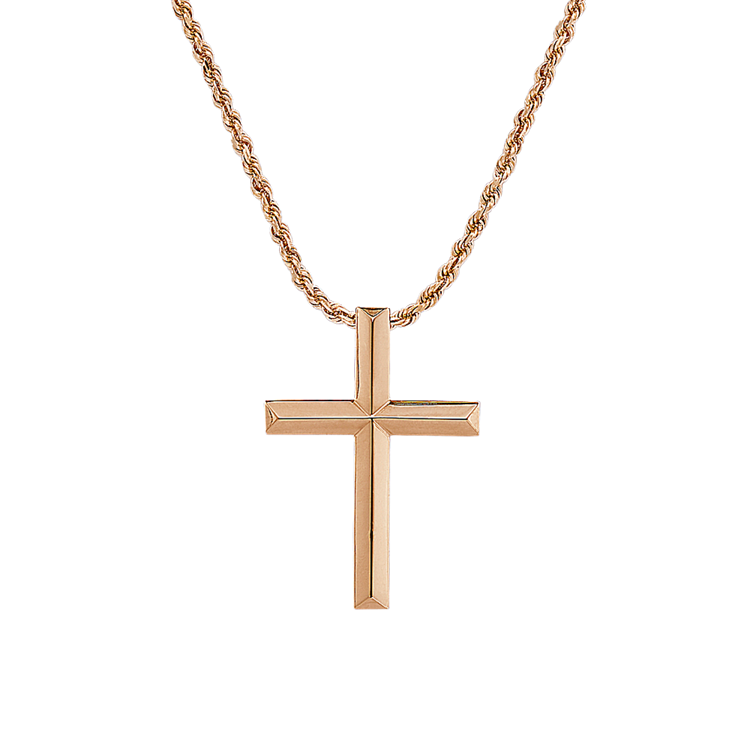 Anderson 24 in Cross Necklace in 14K Rose Gold
