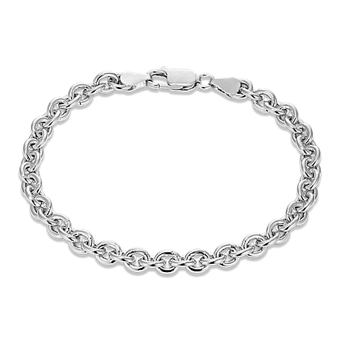 Crosshatch Rolo Chain Bracelet in Sterling Silver in Sterling