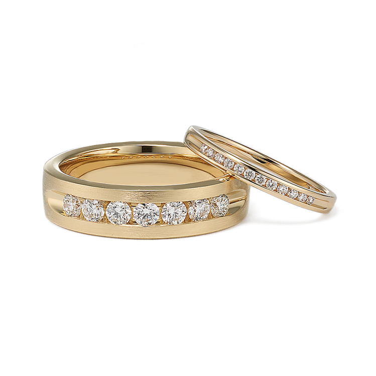 Matching wedding deals bands with diamonds