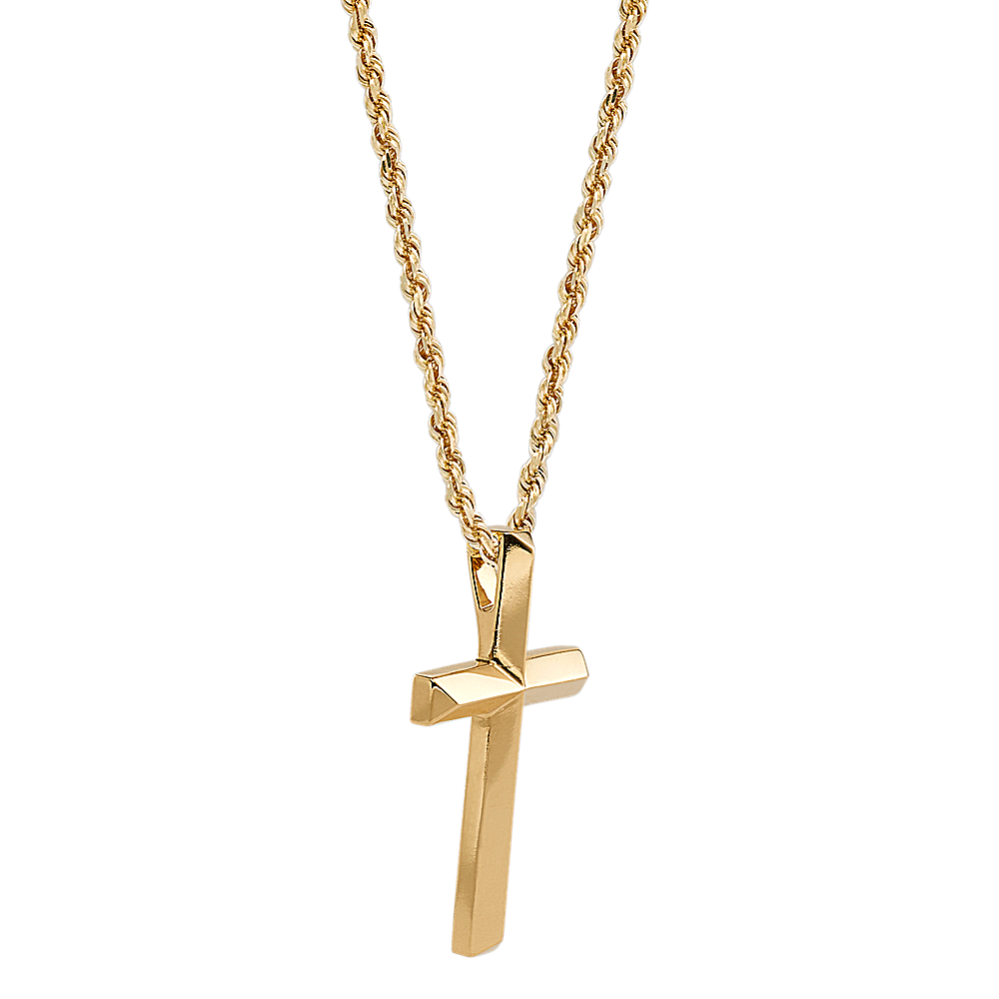 Anderson 24 in Cross Necklace in 14K Yellow Gold | Shane Co.