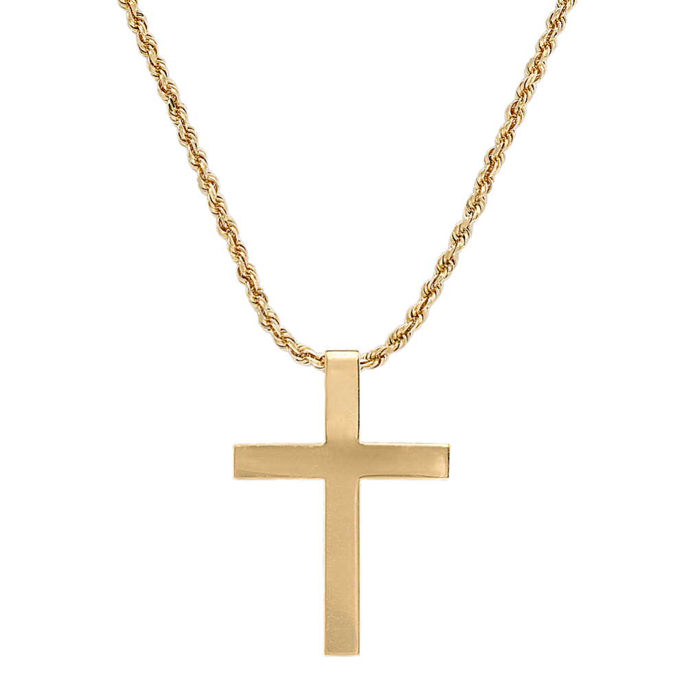 Anderson 24 in Cross Necklace in 14K Yellow Gold | Shane Co.