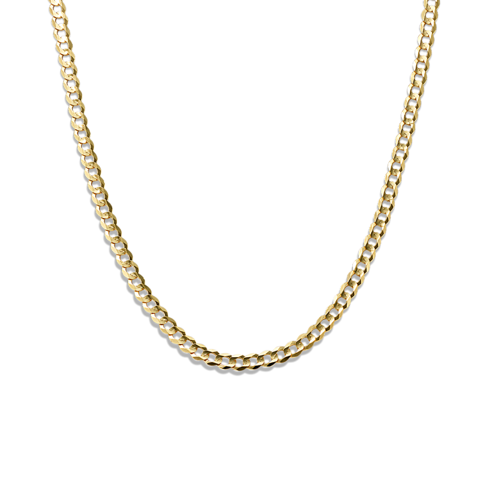 24 in Mens 14k Yellow Gold Mens Curb Chain (3.5mm)