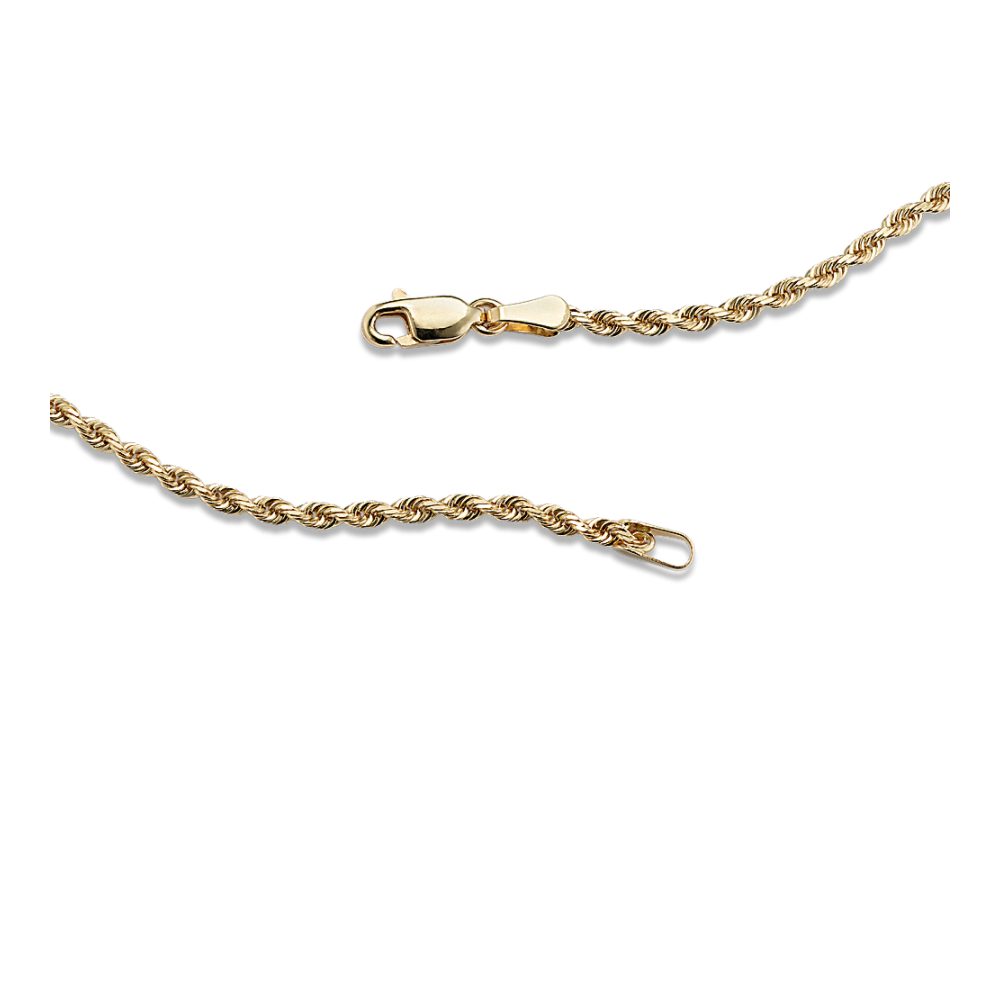 24 in Mens 14k Yellow Gold Rope Chain (2.5mm)