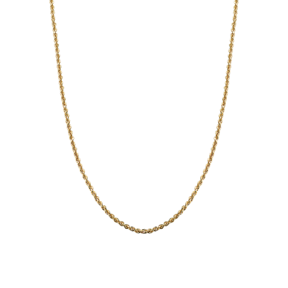 24 in Mens 14k Yellow Gold Rope Chain (2.5mm)
