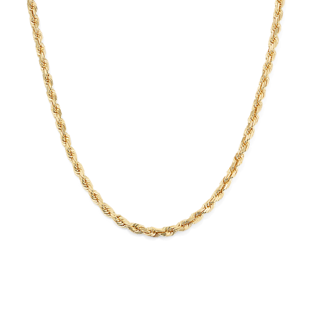 24 in Mens 14k Yellow Gold Rope Chain (3mm)