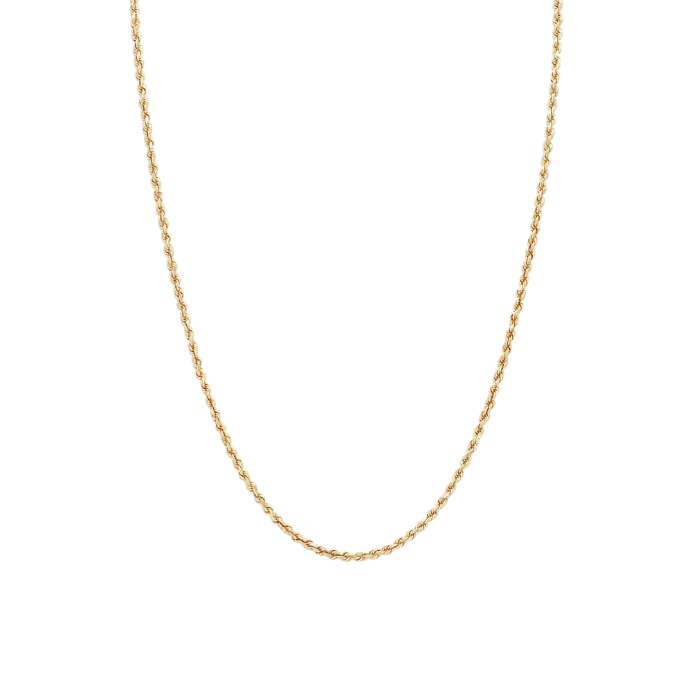24 in Mens 14k Yellow Gold Rope Chain (3mm)