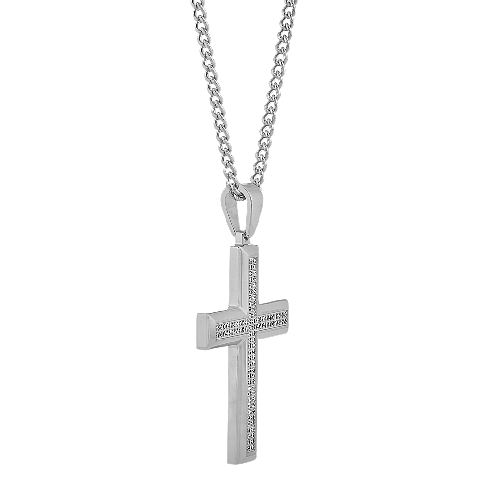 24 In Mens Diamond Cross Pendant In Stainless Steel Shane Co   24 In Mens Diamond Cross Pendant In Stainless Steel 41094677 A3 &fmt=png Alpha&wid=1000&hei=1000