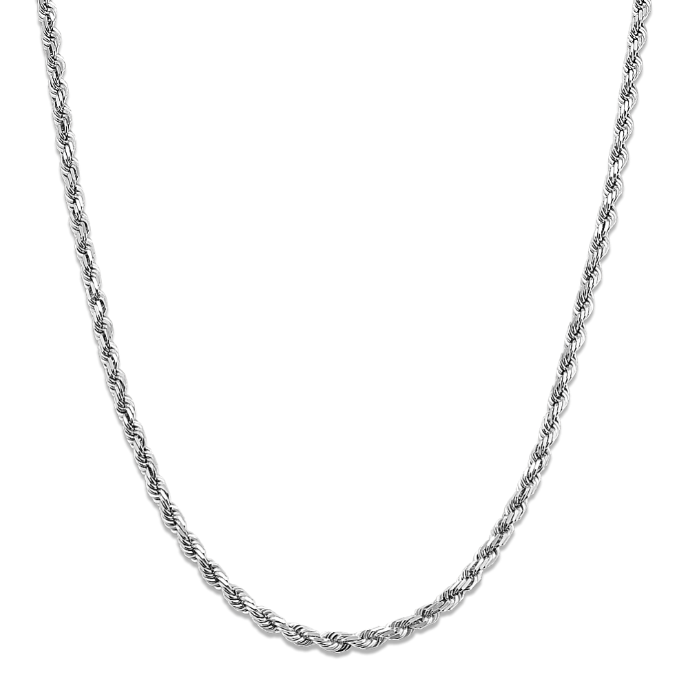 24in 14K White Gold Rope Chain (3.6mm)
