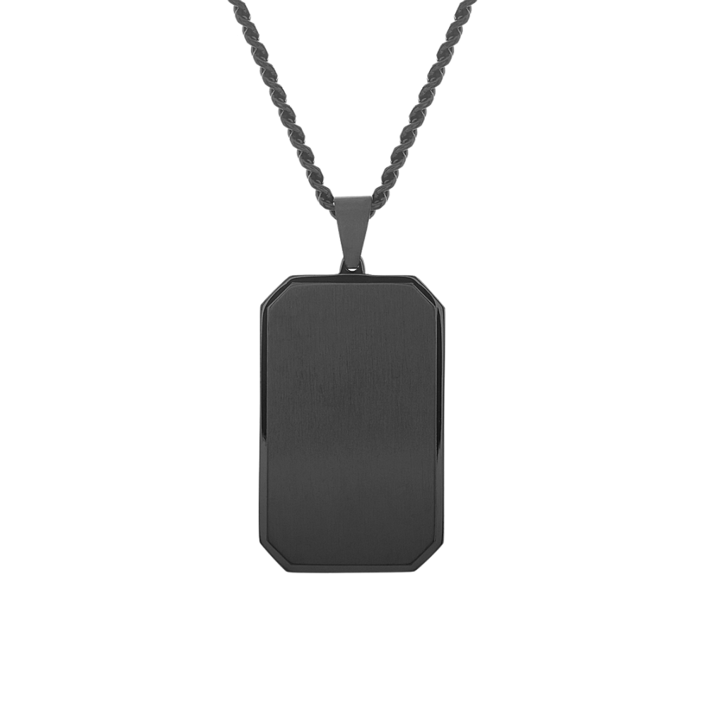 Mens White Cubic Zirconia Sterling Silver Dog Tag Pendant Necklace | One Size | Necklaces + Pendants Pendant Necklaces | Valentine's Day
