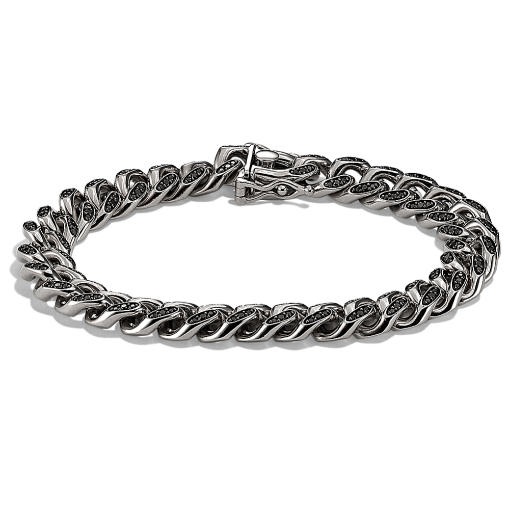 8'' Black Diamond Curb Bracelet (9.5mm)