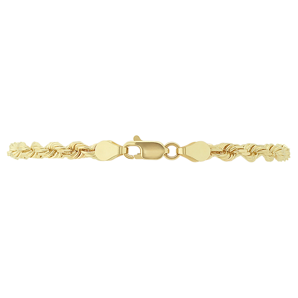 8.5 in Mens 14k Yellow Gold Diamond Cut Rope Bracelet (4.6mm)
