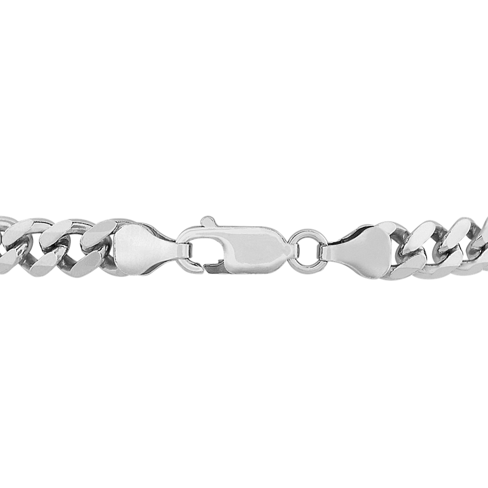 9 in Mens Curb Bracelet in Sterling Silver (6.4mm) | Shane Co.