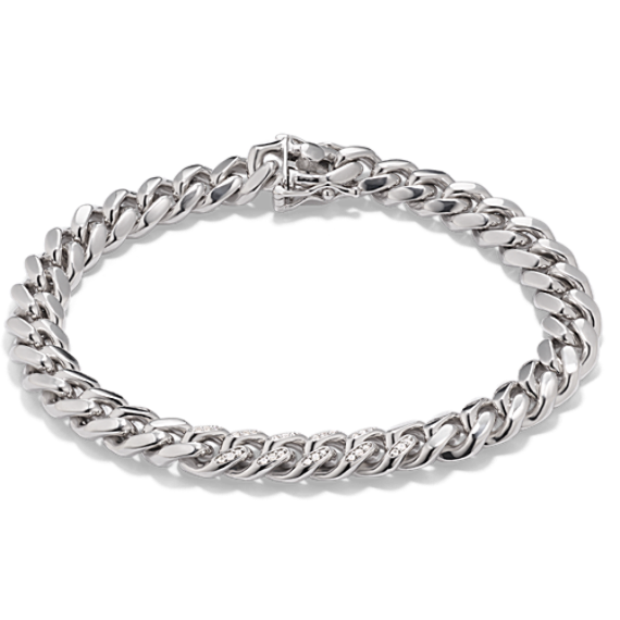 9'' Diamond Station Curb Bracelet (9.5mm)