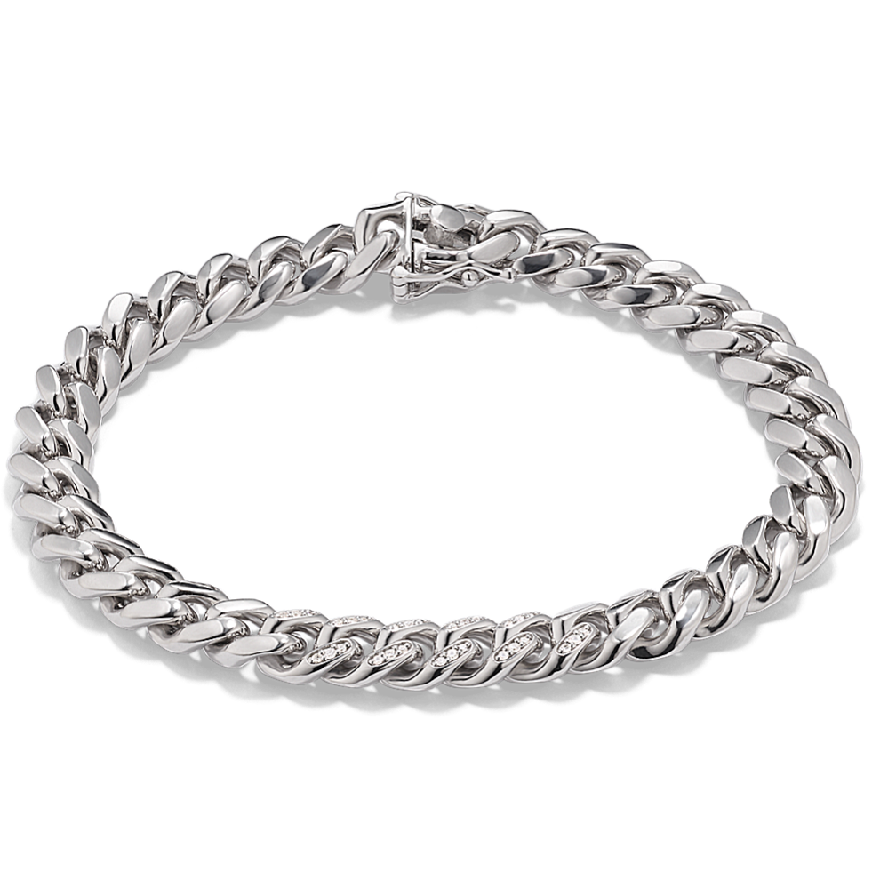 9 in Diamond Station Curb Bracelet (9.5mm)