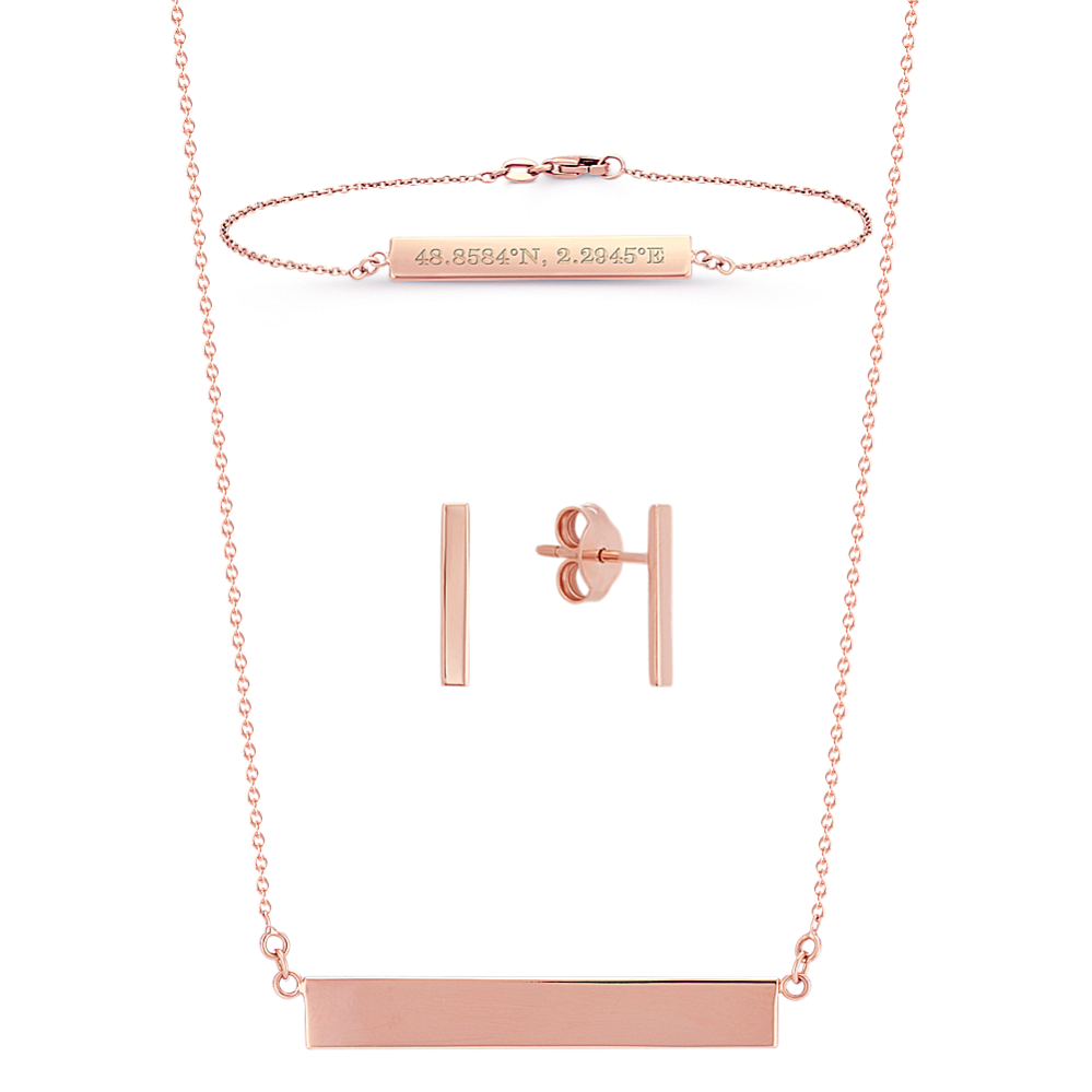 Bar Bracelet Earrings and Necklace Matching Set