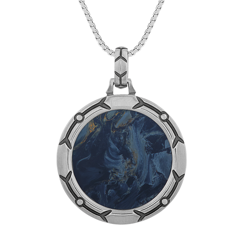 Blue Pietersite Mens Pendant (20 in)