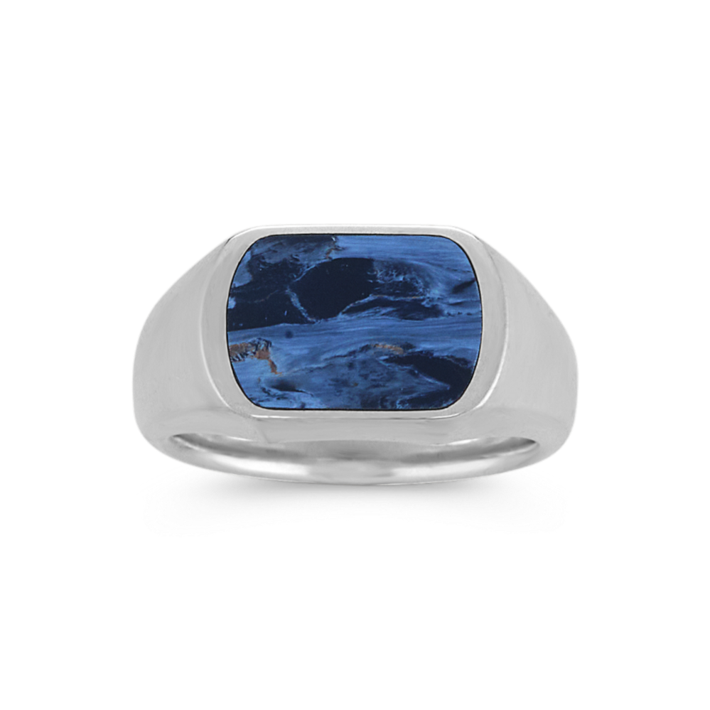 Blue Pietersite Ring in Sterling Silver (4mm)