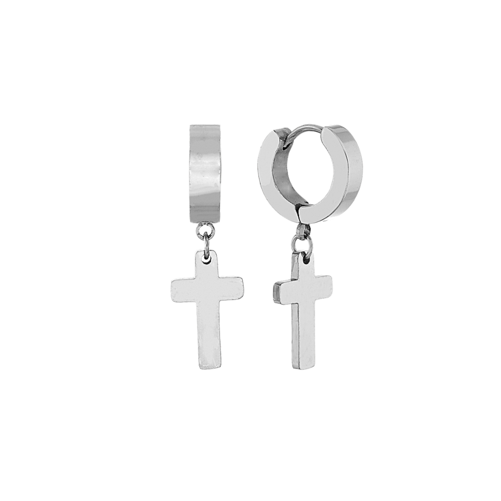 Cross Earrings in Stainless Steel Shane Co.