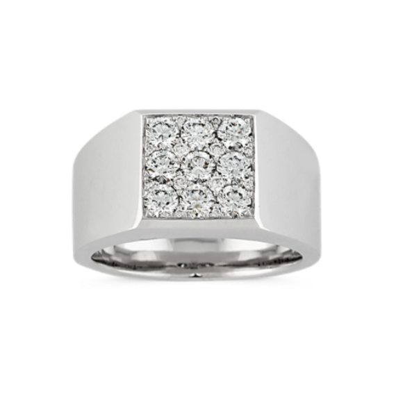 Reno Diamond Accented Mens Cluster Ring in 14K White Gold (3.5mm)