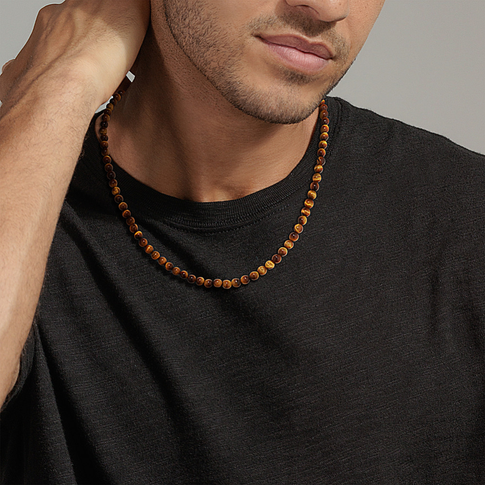 Fielder Tiger Eye Beaded Necklace 24in Shane Co