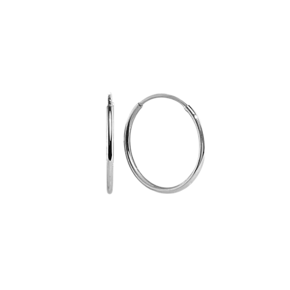 14K White Gold Endless Hoops