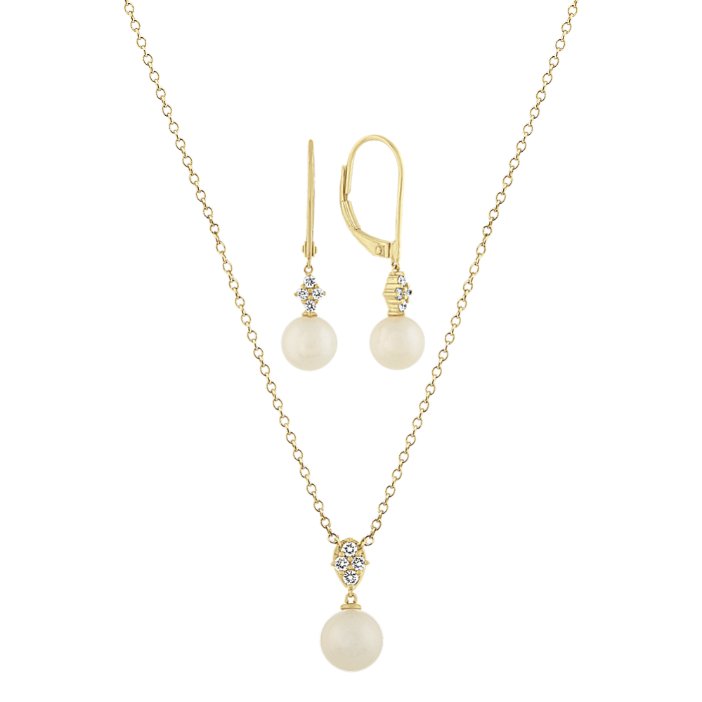 Pearl Pendant and Earring Matching Set