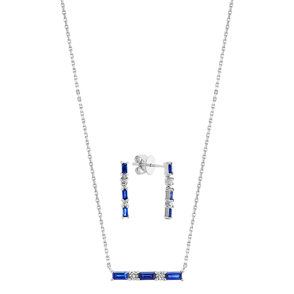 Sapphire Earrings and Necklace Matching Set